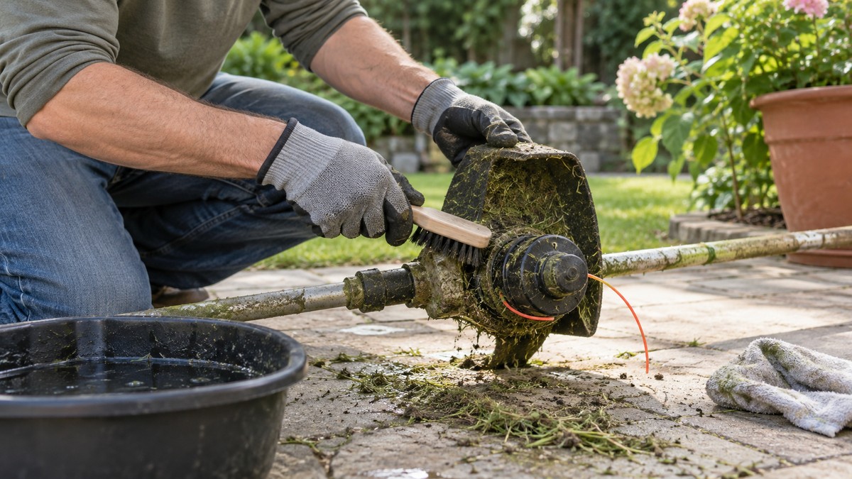 How to Clean a String Trimmer Head and Shaft