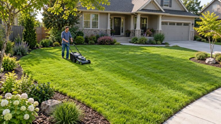 Electric lawn mower sized for a medium suburban yard