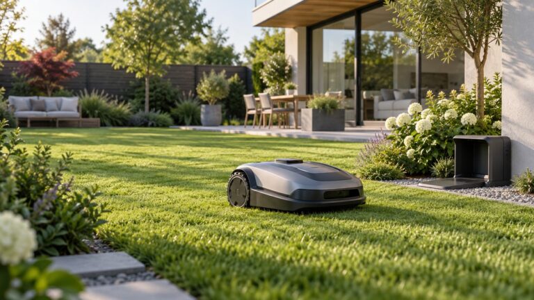 Product-focused comparison scene for mova robotic lawn mowers with the listed options arranged clearly.