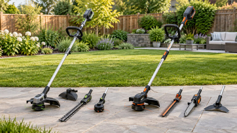 Editorial comparison scene featuring generic trimmers accessories workpro options in natural light.